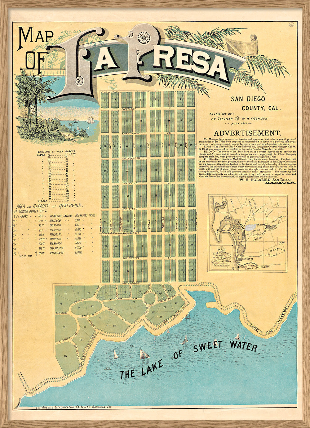 Bright & sunny: beautiful Vintage Map of La Presa, San Diego