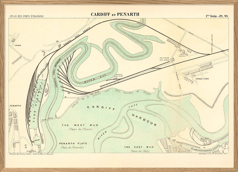 Vintage City Map of Cardiff Harbour, 1883