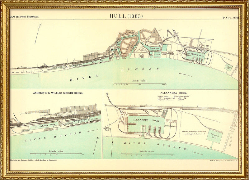 Map of Hull, England 1885