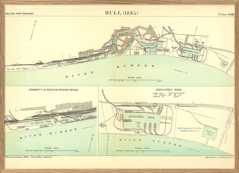 Map of Hull, England 1885