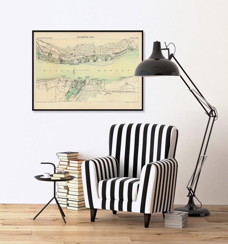 Map of Liverpool, England 1885