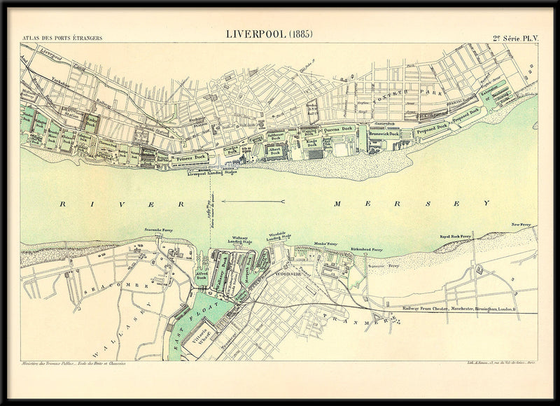 Map of Liverpool, England 1885