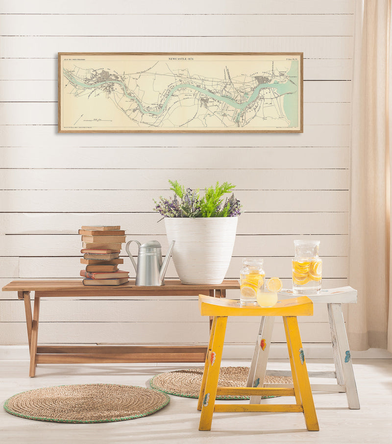 Vintage City Map of Newcastle Harbour, England 1878