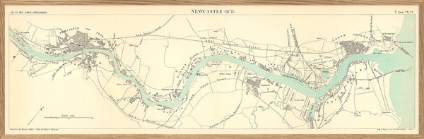 Vintage City Map of Newcastle Harbour, England 1878