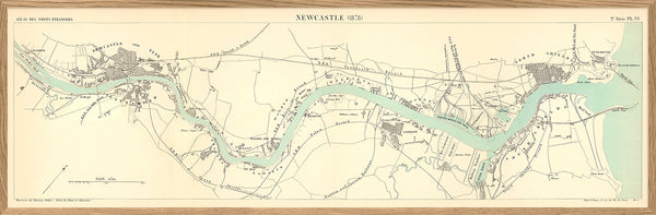 Vintage City Map of Newcastle Harbour, England 1878