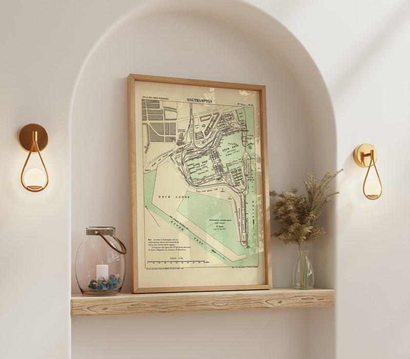 Vintage City Map of Southampton Harbour, 1878