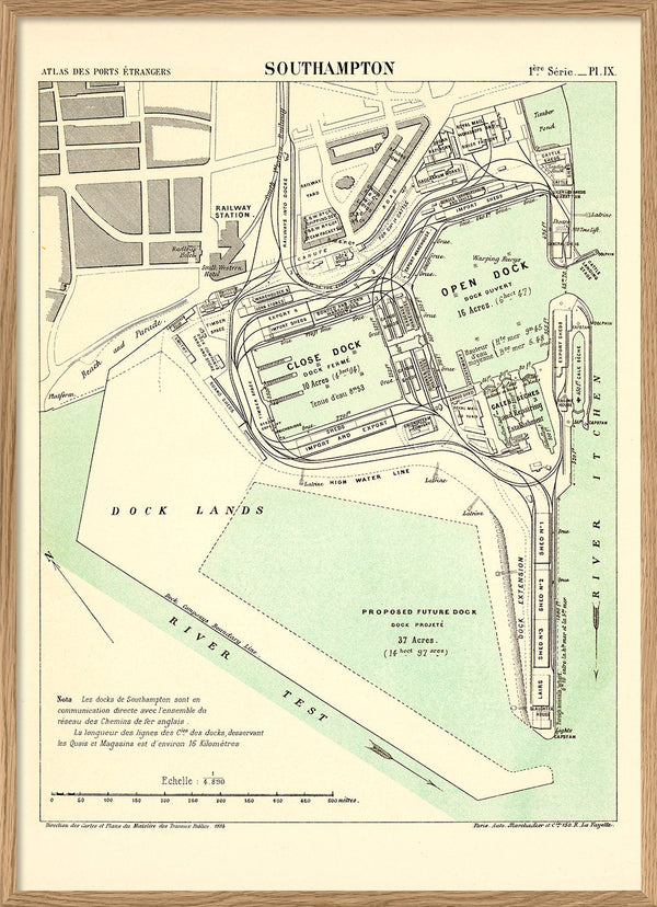 Vintage City Map of Southampton Harbour, 1878