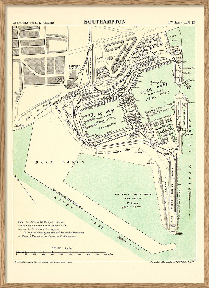 Vintage City Map of Southampton Harbour, 1878