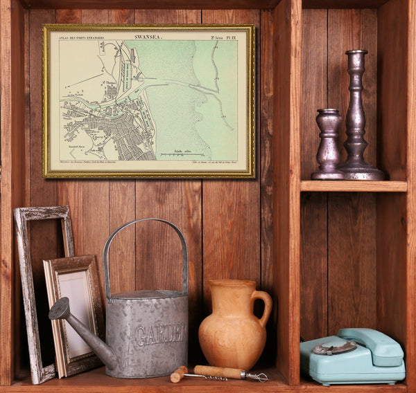 Map of Swansea, Wales 1885