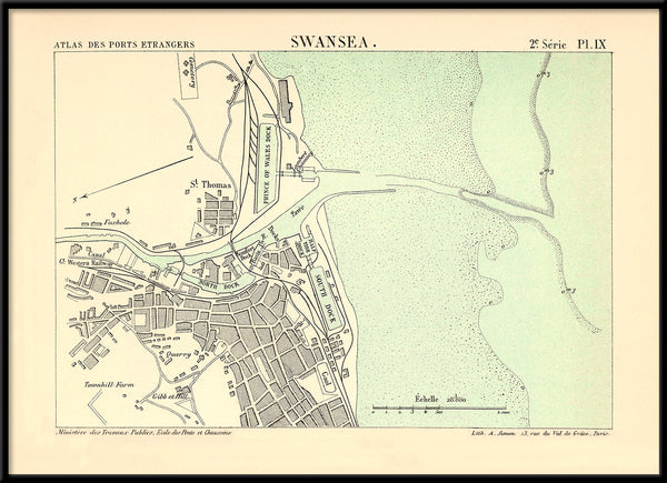 Map of Swansea, Wales 1885