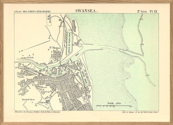 Map of Swansea, Wales 1885