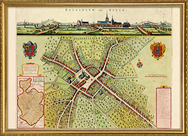 Medieval City Map of Bailleul 1699