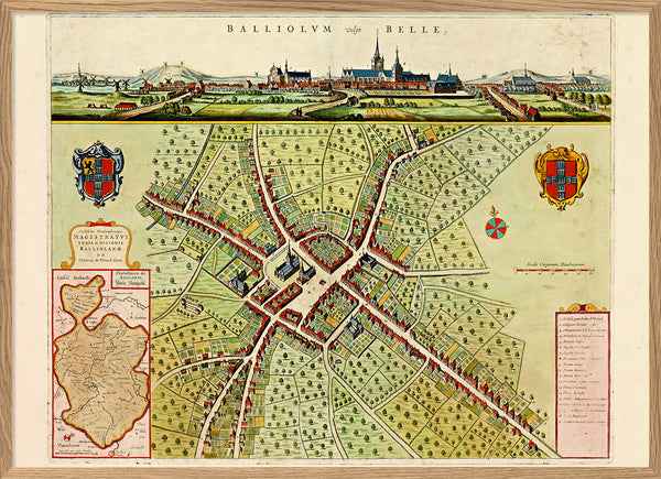 Medieval City Map of Bailleul 1699