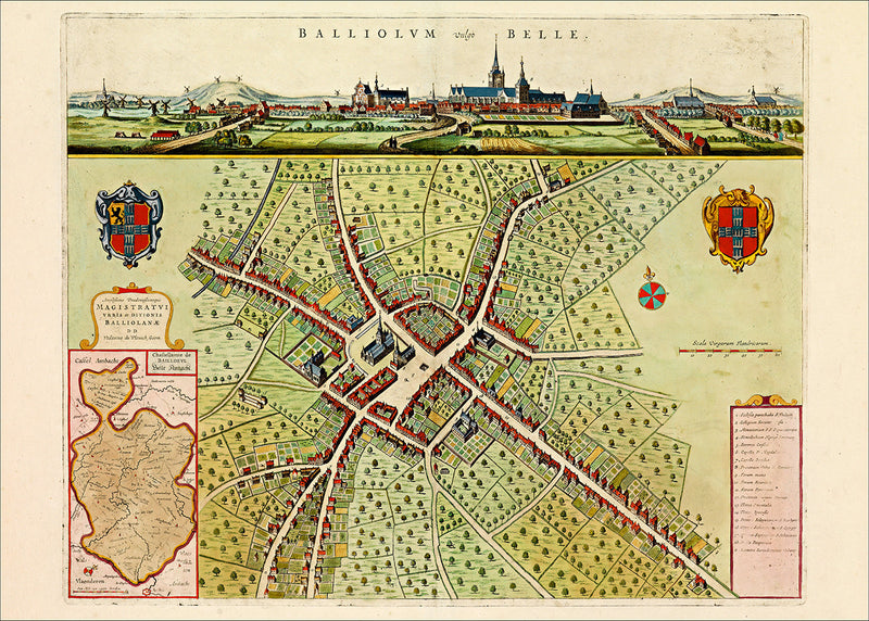 Medieval City Map of Bailleul 1699