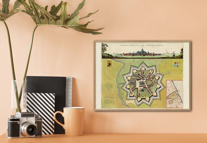 Medieval City Map of Brouckerque 1699