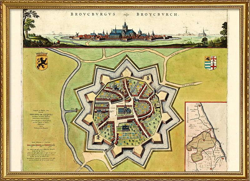 Medieval City Map of Brouckerque 1699