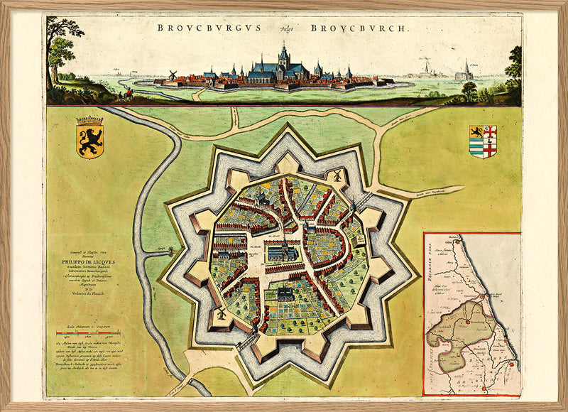 Medieval City Map of Brouckerque 1699