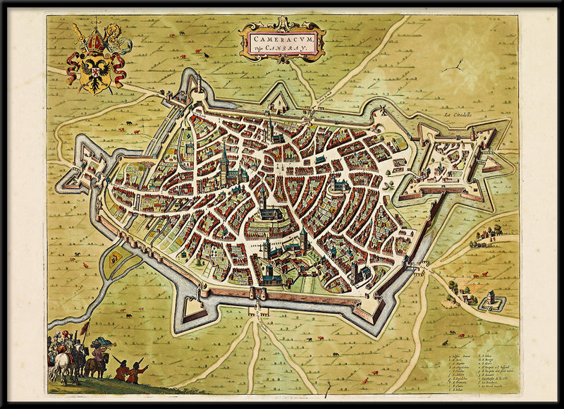 Medieval City Map of Cambrai 1699