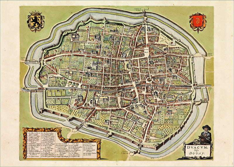 Medieval City Map of Douai 1699