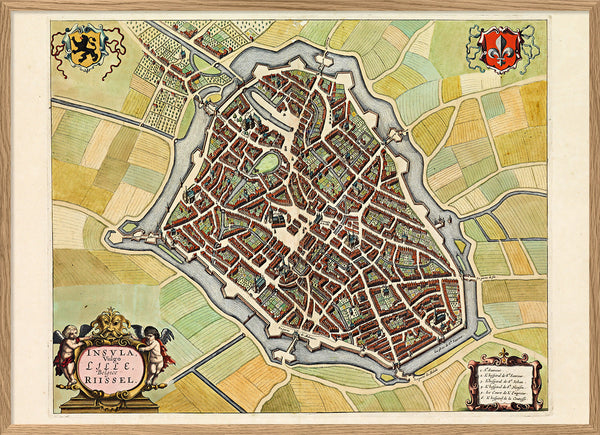 Medieval City Map of Lille 1699