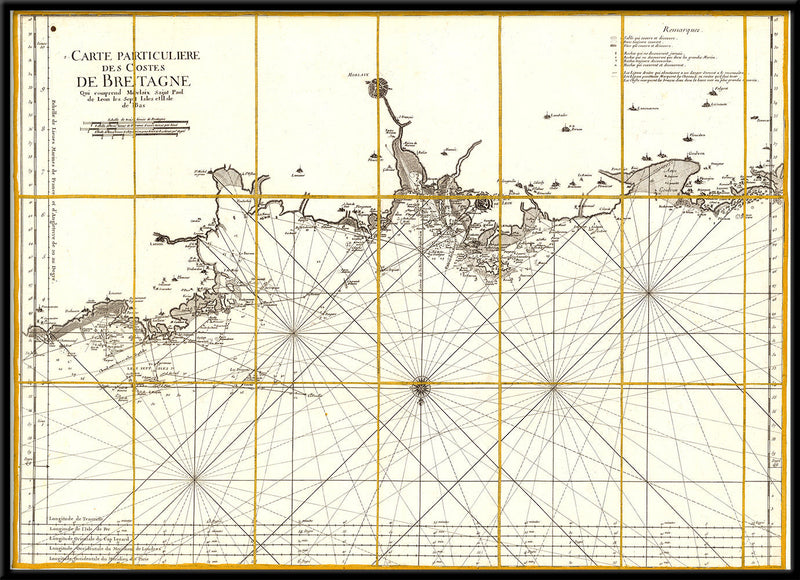 Vintage Nautical Chart of the Coast of Bretagne #1