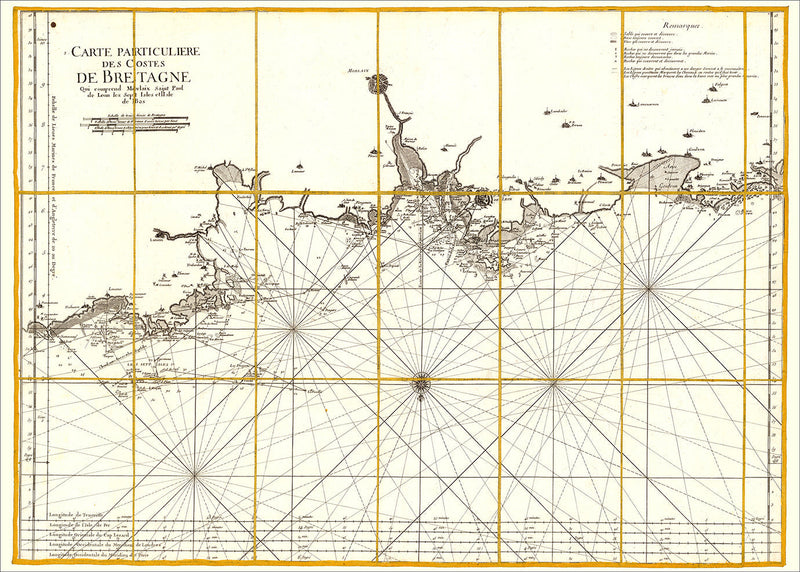 Vintage Nautical Chart of the Coast of Bretagne #1