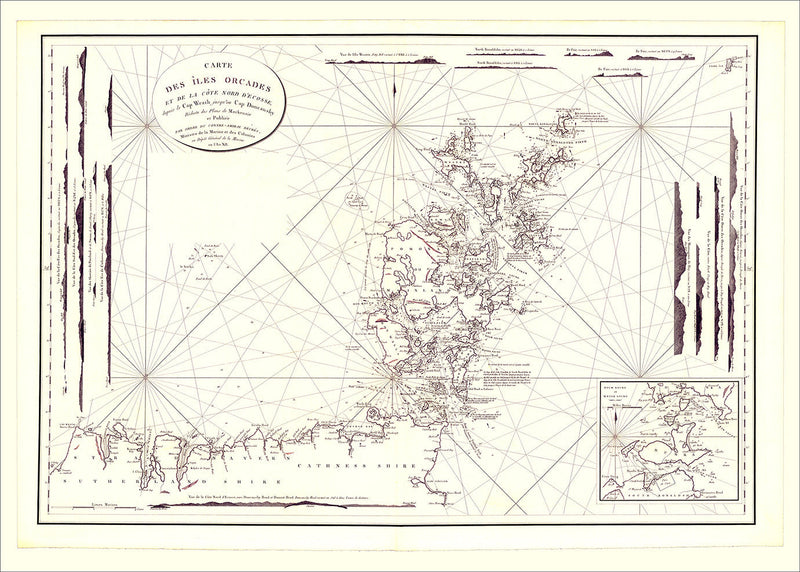 Vintage Nautical Chart of the Orkney Islands