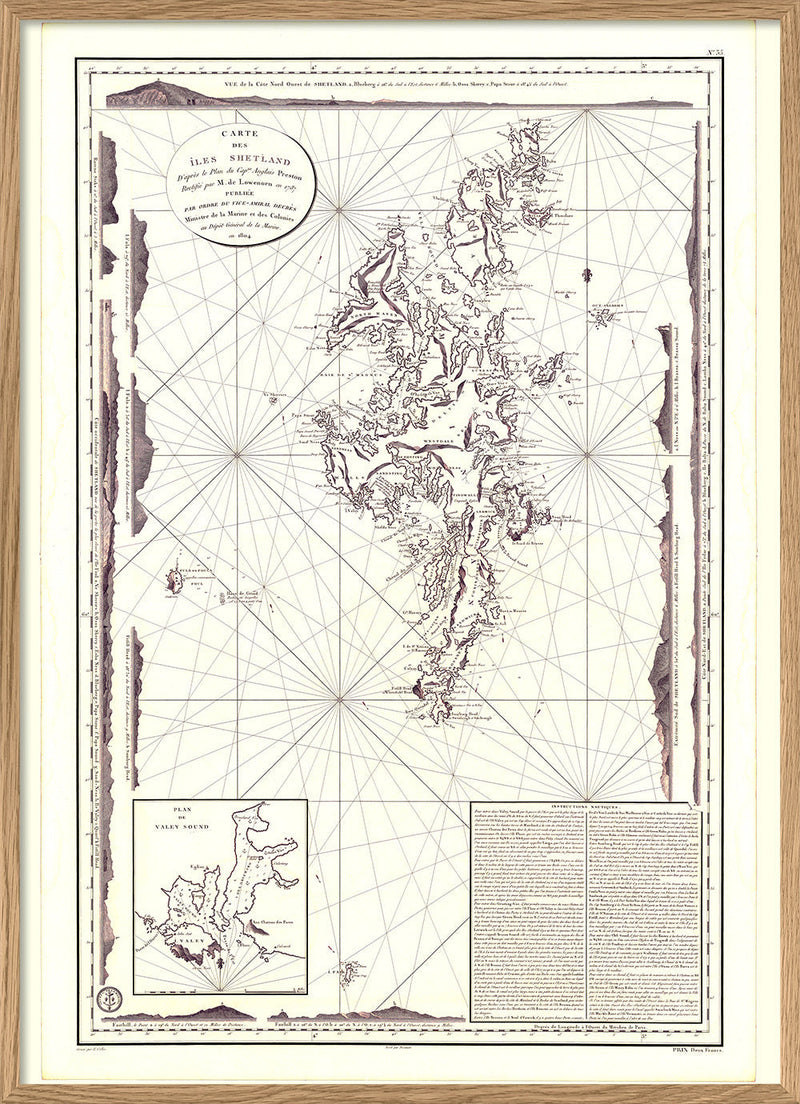 Vintage Nautical Chart of the Shetland Islands