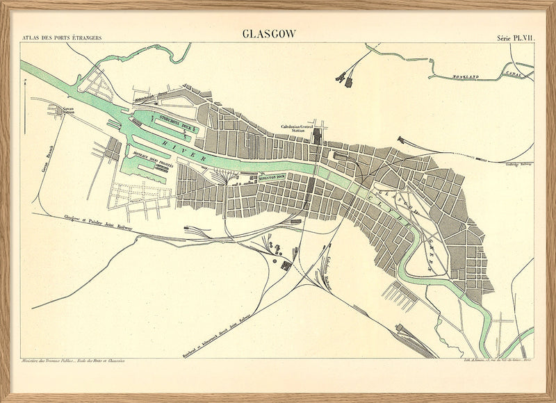 Map of Glasgow, Scotland 1886