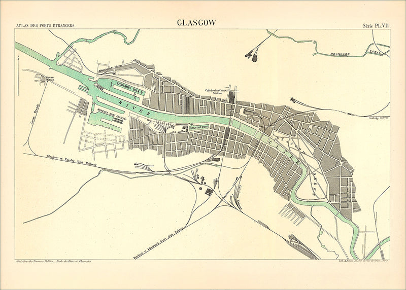 Map of Glasgow, Scotland 1886