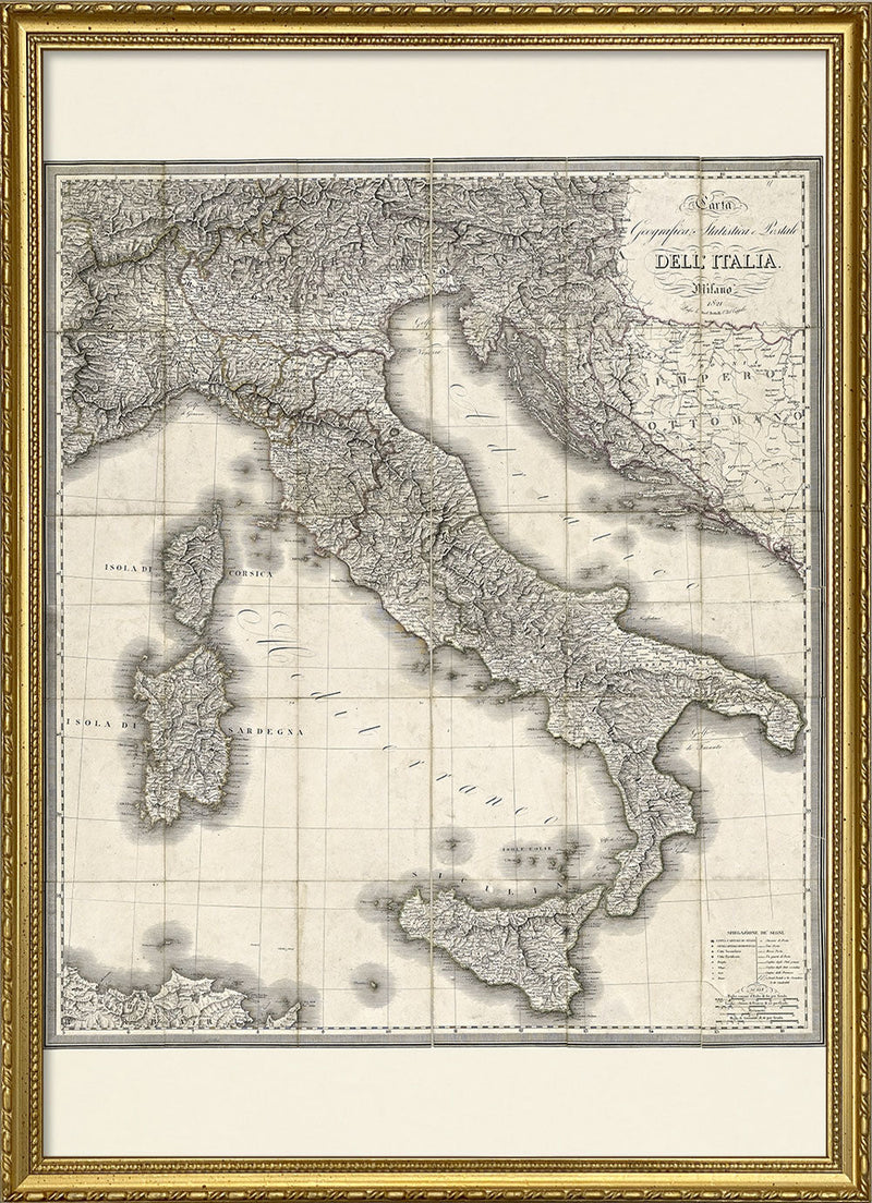 Carta geografica statistica e postale dell'Italia