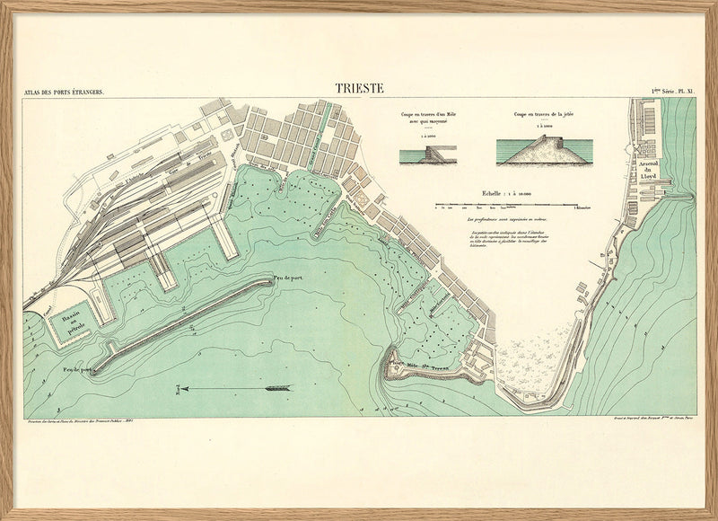 Map of Trieste, Italy 1883
