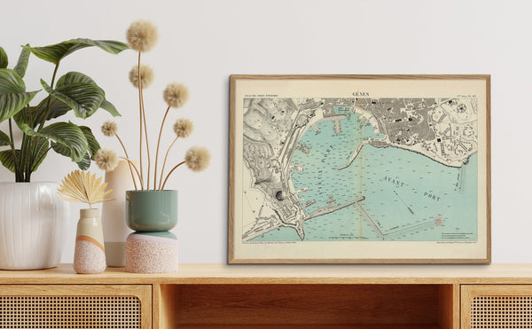 Map of Genoa, Italy 1884