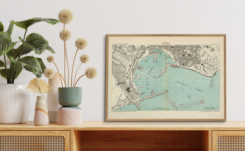 Map of Genoa, Italy 1884