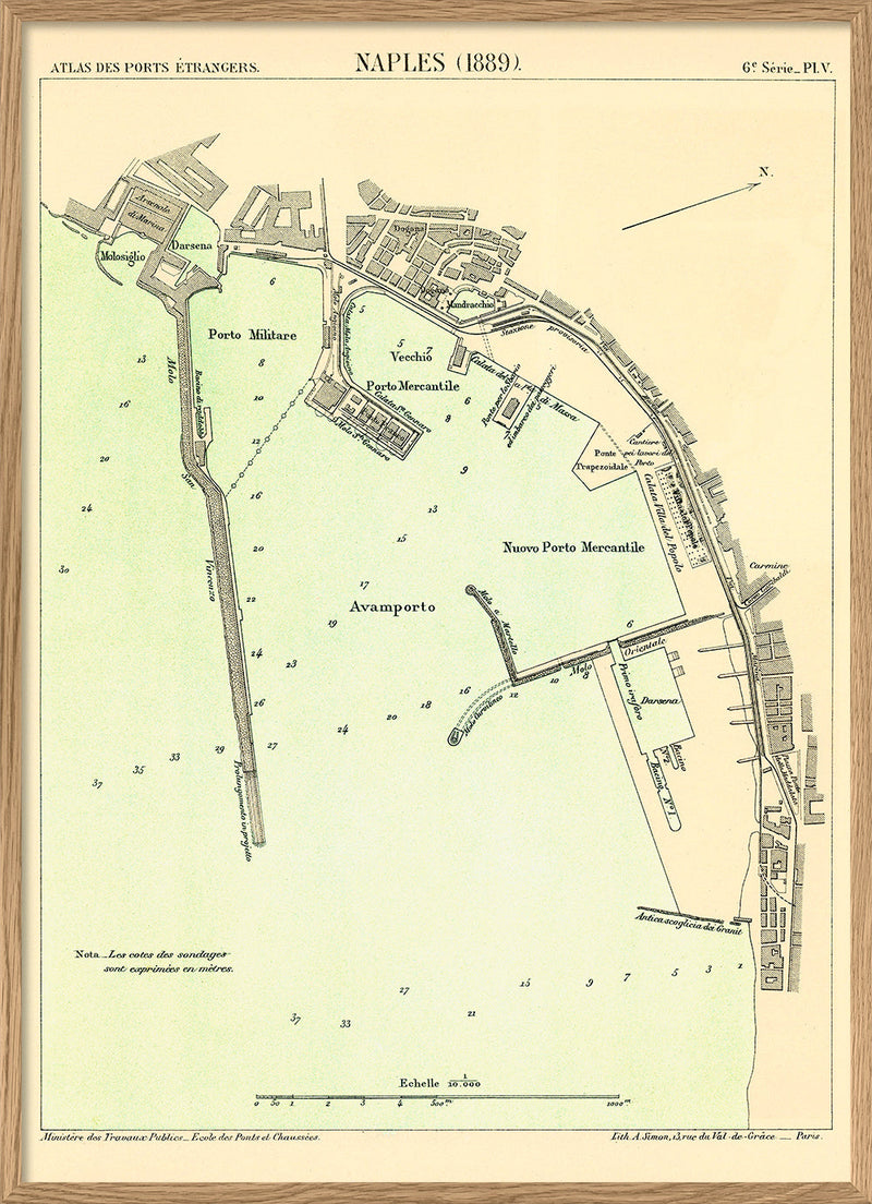 Map of Napoli, Italy 1889