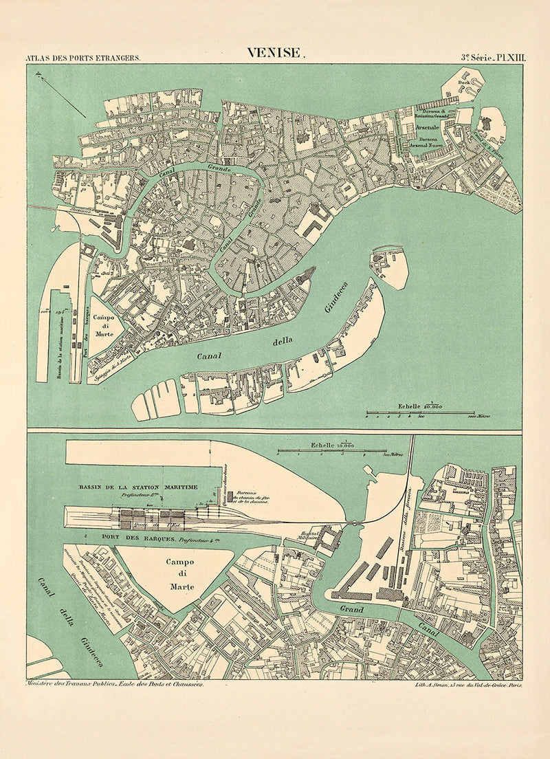 Map of Venice, Italy 1887