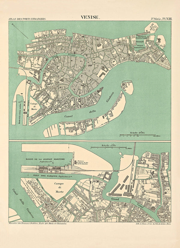 Map of Venice, Italy 1887