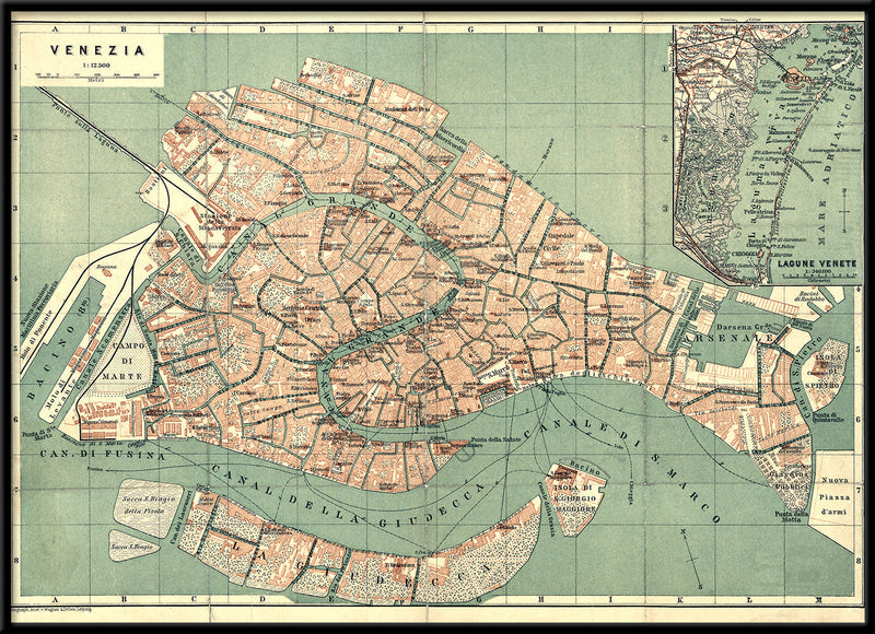 Vintage City Map of Venice, 1886