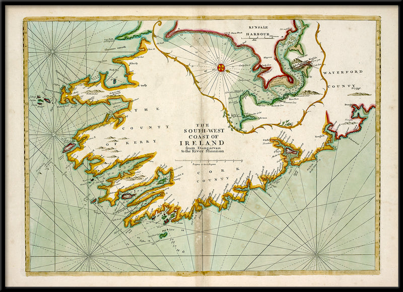 Vintage Nautical Chart of South-West Coast of Ireland