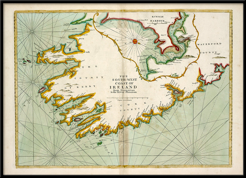 Vintage Nautical Chart of South-West Coast of Ireland
