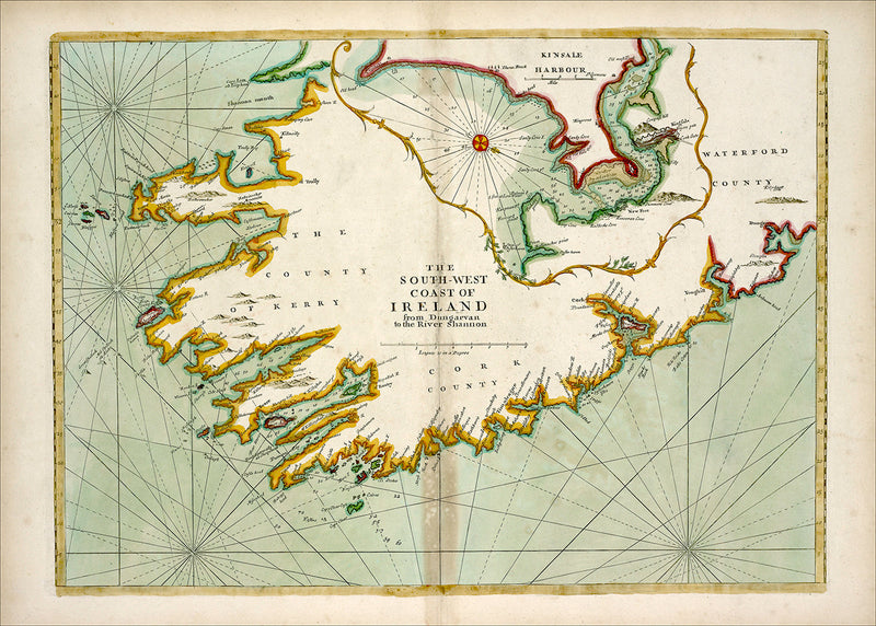 Vintage Nautical Chart of South-West Coast of Ireland