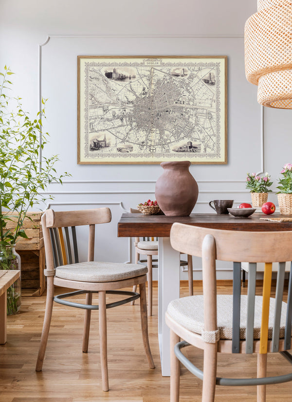 Classic Vintage City Map of Dublin 1851