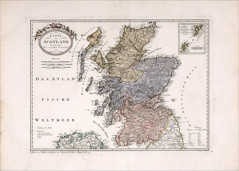 Vintage Map of Scotland 1795