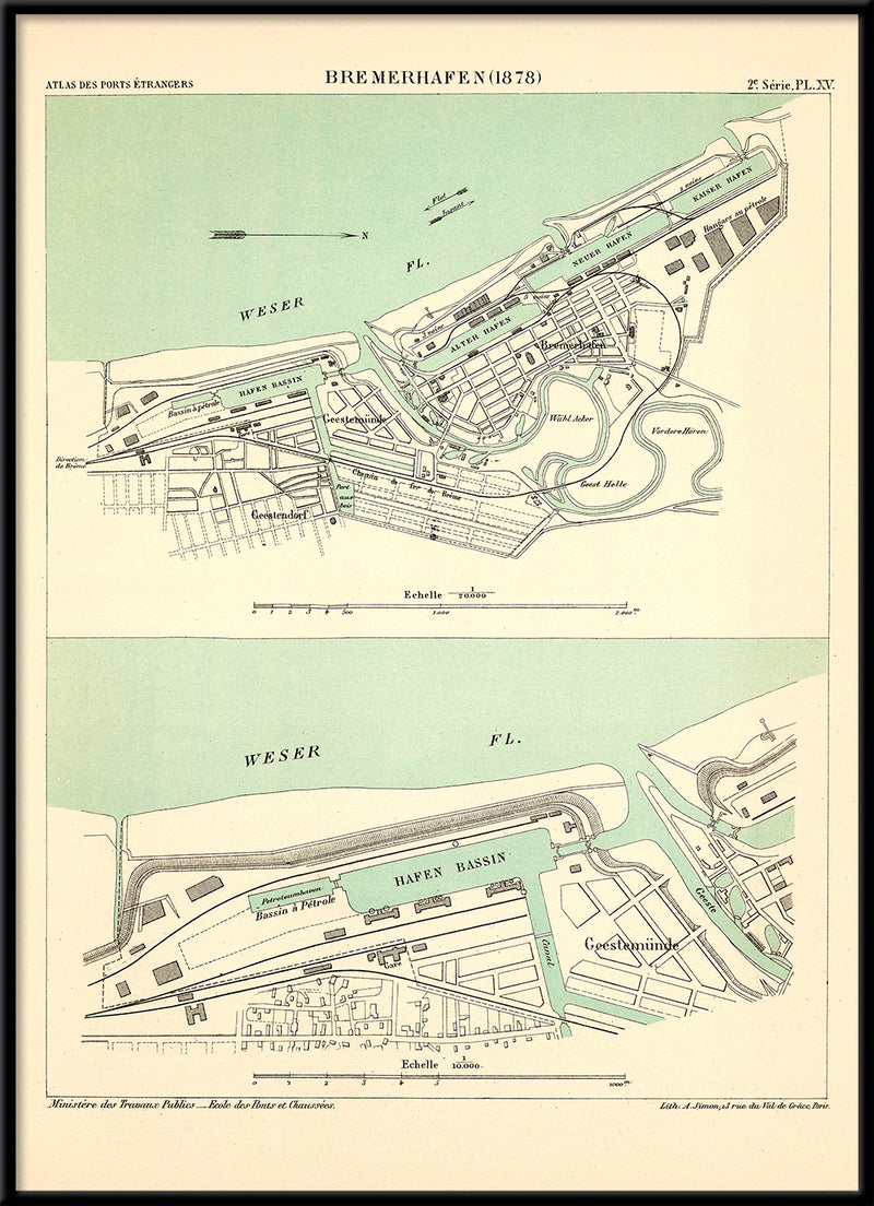 Map of Bremerhafen, Germany 1878