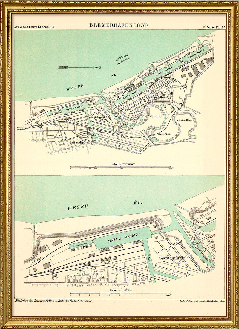 Map of Bremerhafen, Germany 1878