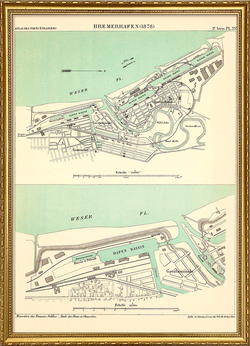 Map of Bremerhafen, Germany 1878