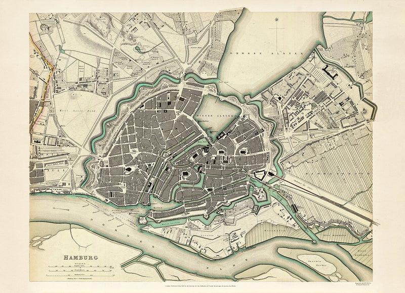 Vintage city Map of Hamburg