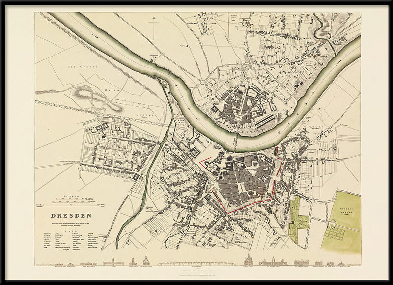 Vintage city Map of Dresden