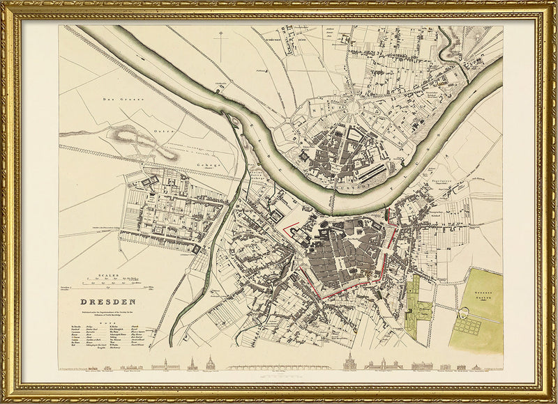 Vintage city Map of Dresden