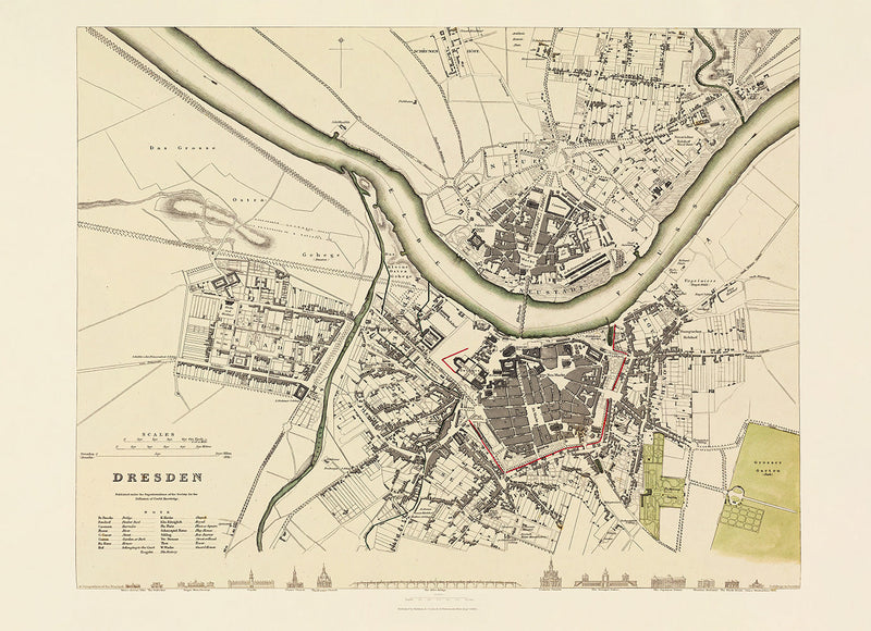 Vintage city Map of Dresden